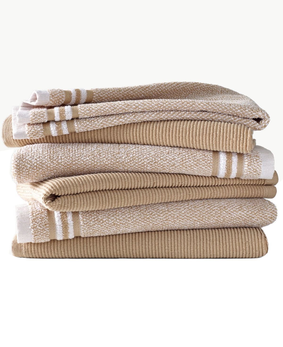 Blue Loom Logan Marled Rib Kitchen Towel, Set Of 6 In Taupe