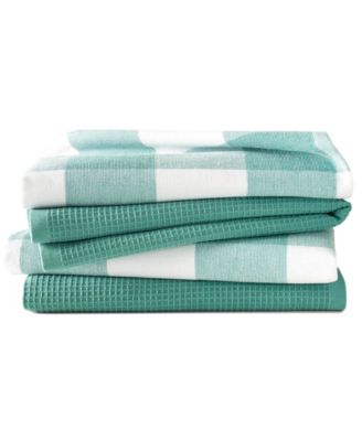 Jackson Plaid Waffle Weave Kitchen Towel, Set of 4