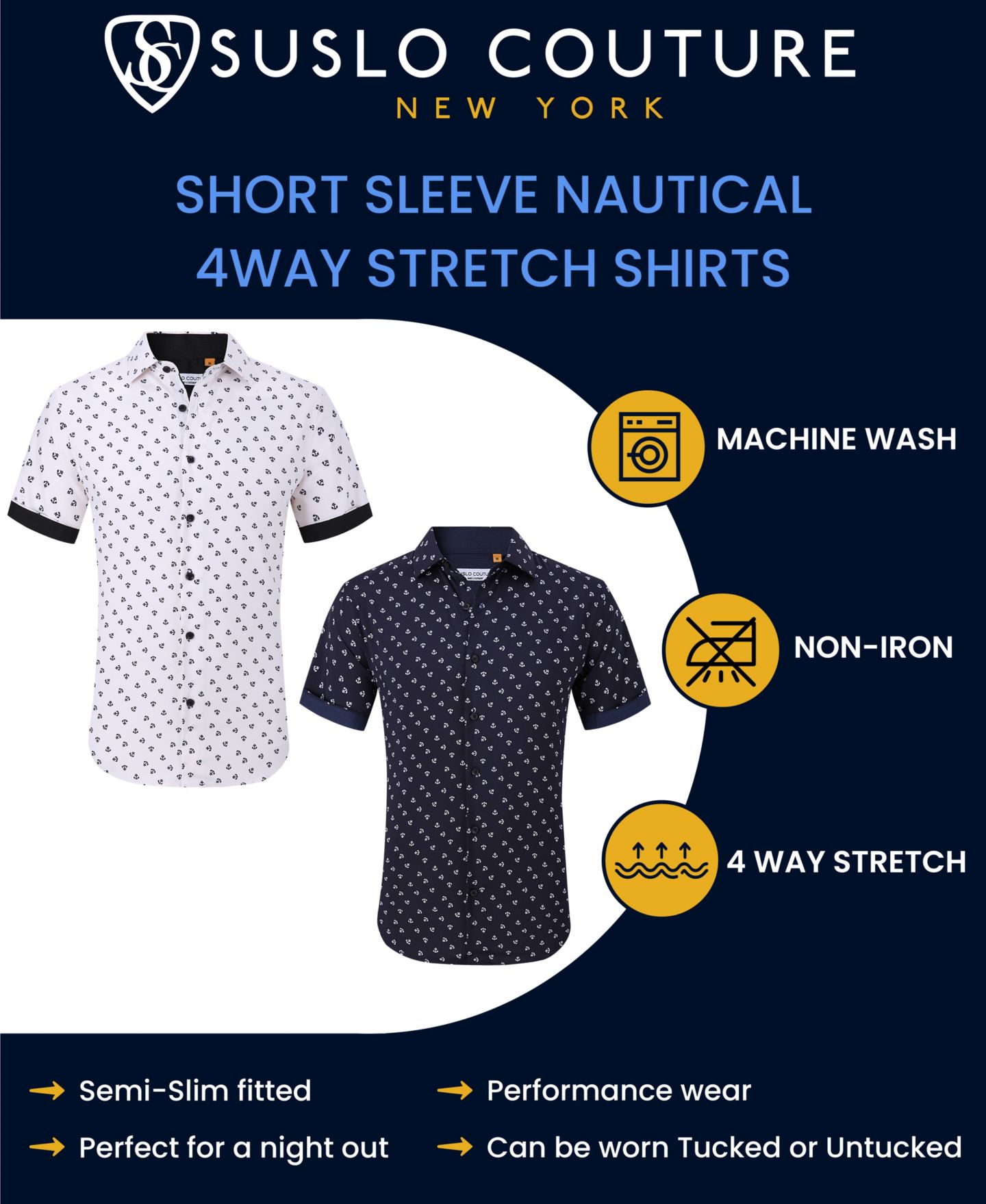 Мужская рубашка Suslo Couture Slim-Fit Geo-Print Performance, цвет: Чёрный — фото 6