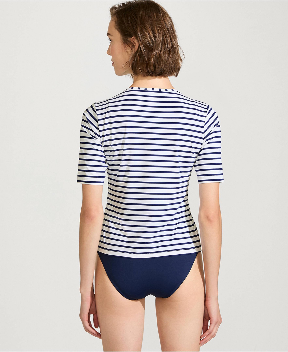 Lands' End Women's Long SunShade Upf 50 Elbow Sleeve Relaxed Rash Guard