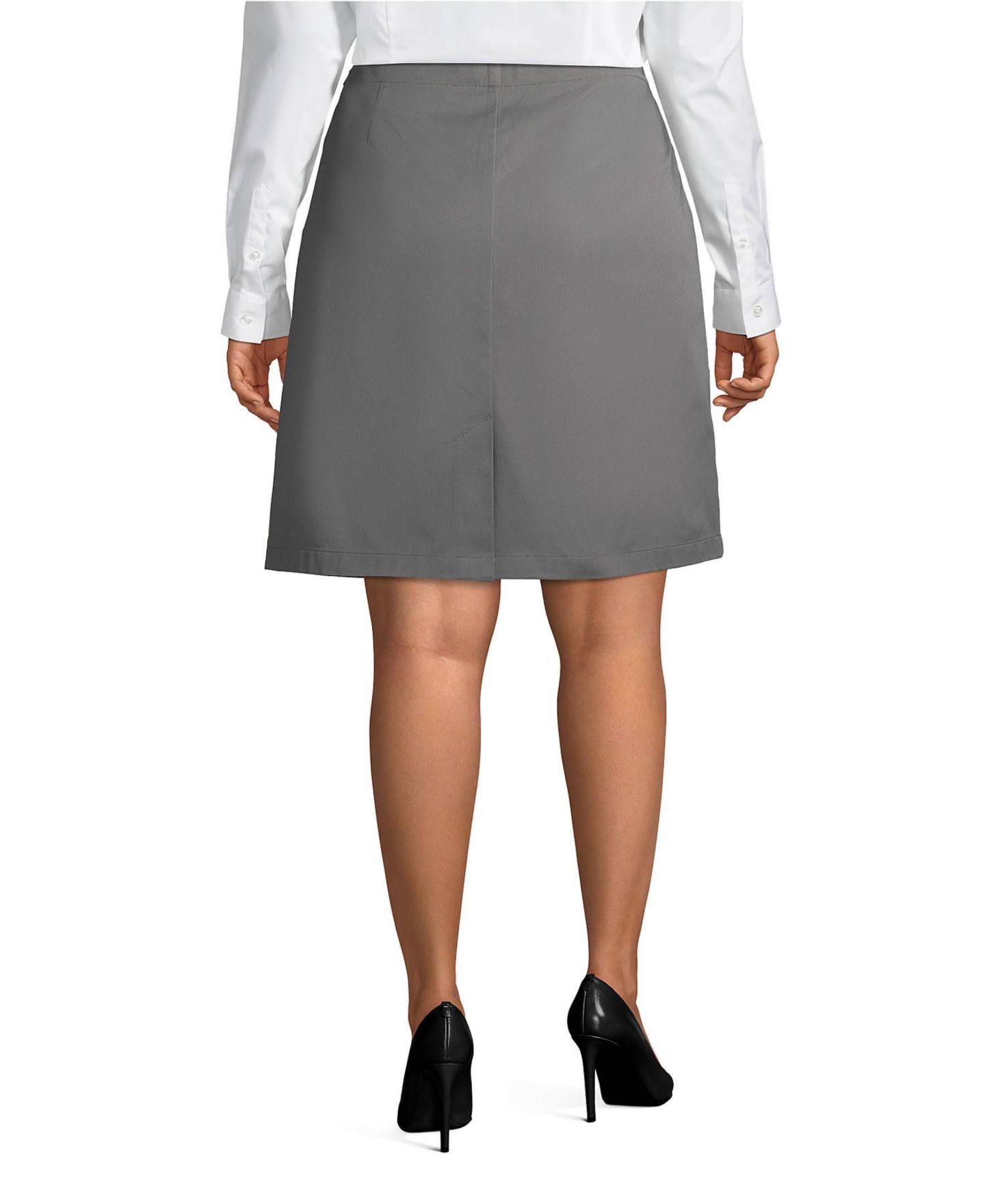 Женские юбки Lands' End Plus Size Blend Chino Skort Top of Knee, цвет: Серый — фото 3