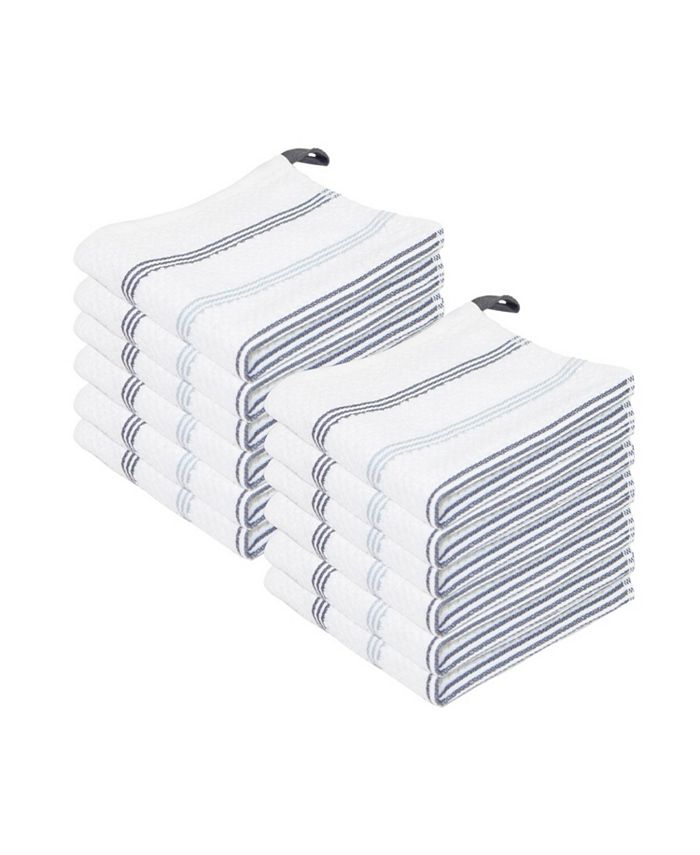 Sloppy Chef Premier Cotton Dishcloths (12 Pack), Striped Pattern, 100