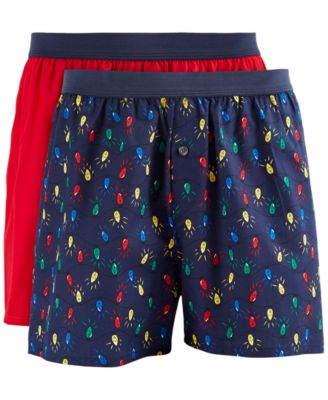 Club Room - Men's 2-pk. Holiday Lights & Solid Boxer Shorts