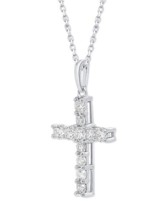 Lab-Created Diamond Cross 18" Pendant Necklace (1/2 ct. t.w.) in Sterling Silver or  14K Gold-Plated Sterling Silver