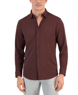 Alfani - Men's Alfatech Yarn-Dyed Long Sleeve Performance Shirt