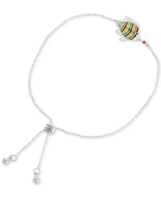 Cubic Zirconia & Multicolor Enamel Fish Bolo Bracelet