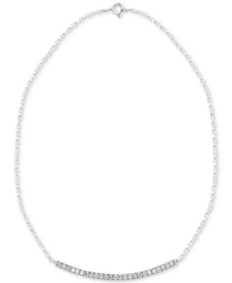 Macy's - Diamond Curved Bar 18" Statement Necklace (1/10 ct. t.w.) in Sterling Silver.