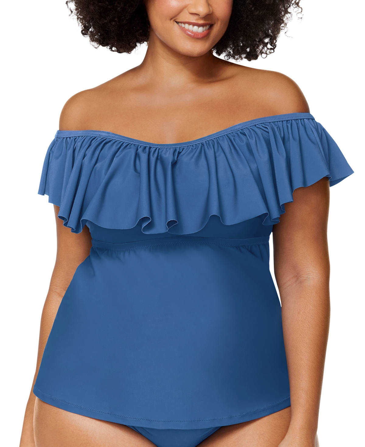 Raisins Curve Trendy Plus Size Tortuga Flounce Tankini Top Women's