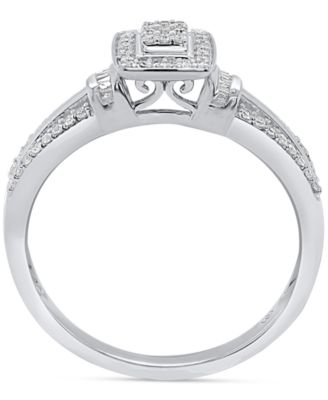 Diamond Square Cluster Ring (1/4 ct. t.w.) in 14k Gold-Plated Sterling Silver or Sterling Silver