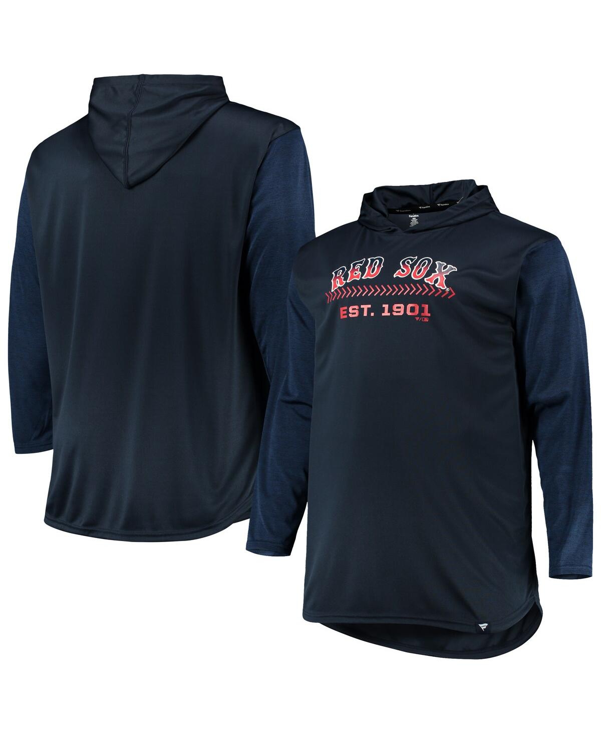 Profile Men's Navy, Heathered Navy Boston Red Sox Big And Tall Wordmark Club Pullover Hoodie In Navy,heathered Navy