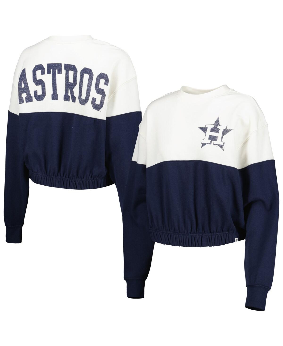Shop 47 Brand Women's ' White, Navy Houston Astros Take Two Bonita Pullover Sweatshirt In White,navy