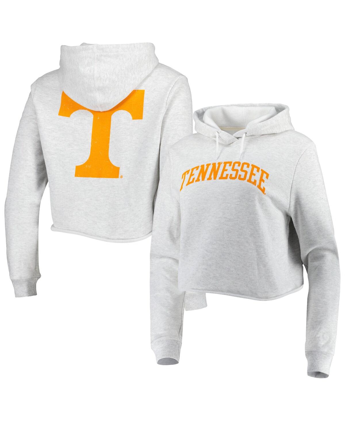 Women's League Collegiate Wear Ash Tennessee Volunteers 2-Hit 1636 Cropped Pullover Hoodie - Ash