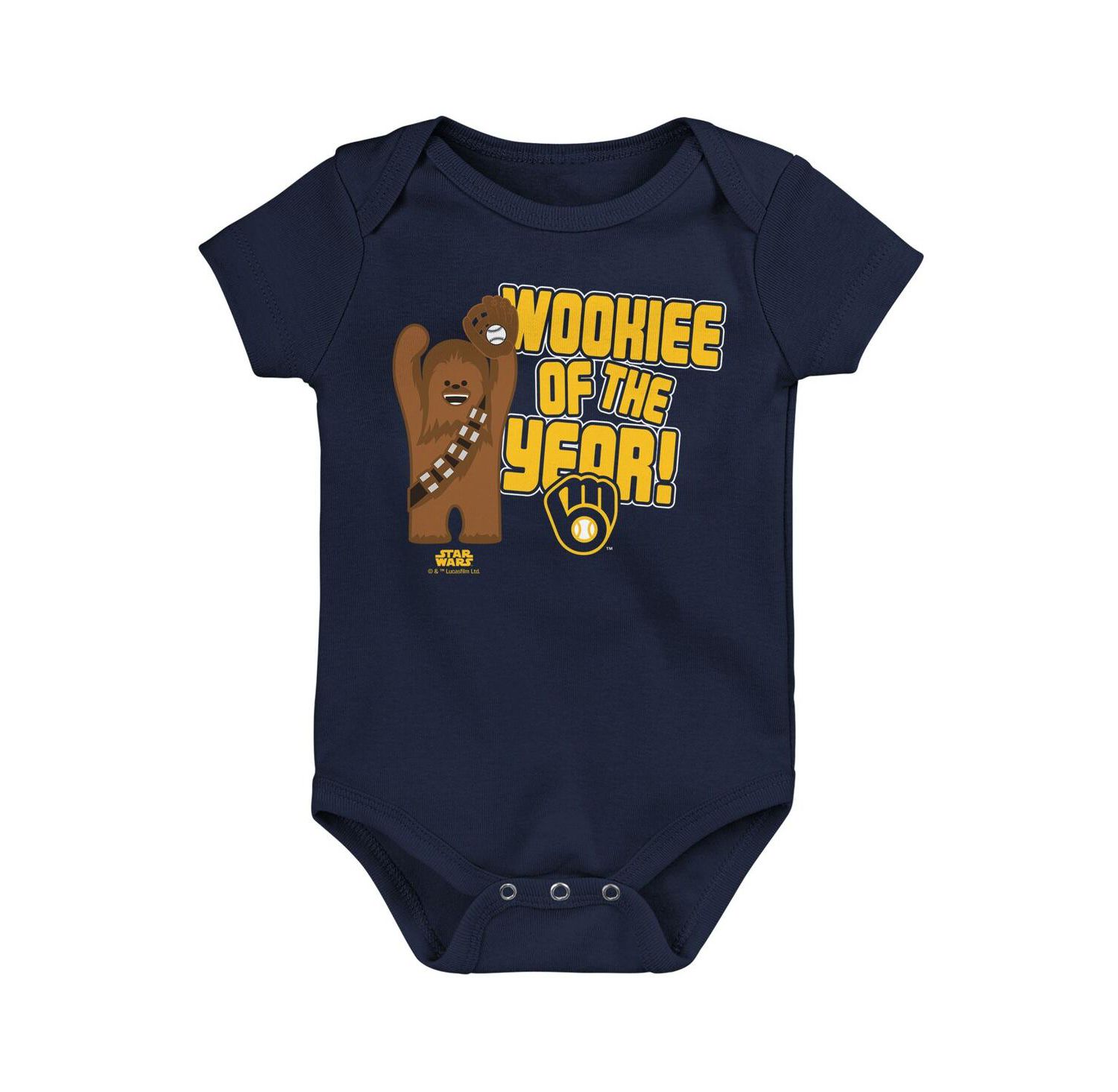 Newborn and Infant Boys and Girls Navy Milwaukee Brewers Star Wars Wookie of the Year Bodysuit