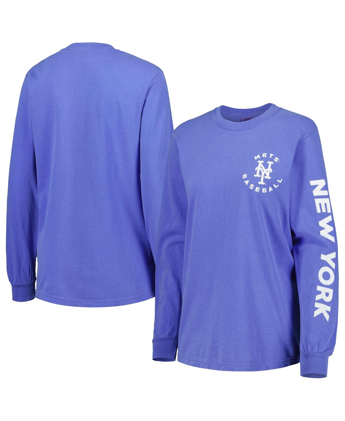 Shop Soft As A Grape Women's  Royal New York Mets Team Pigment Dye Long Sleeve T-shirt