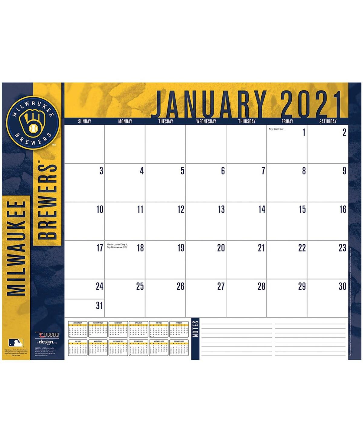 Milwaukee Brewers 2021 Desk Calendar - White