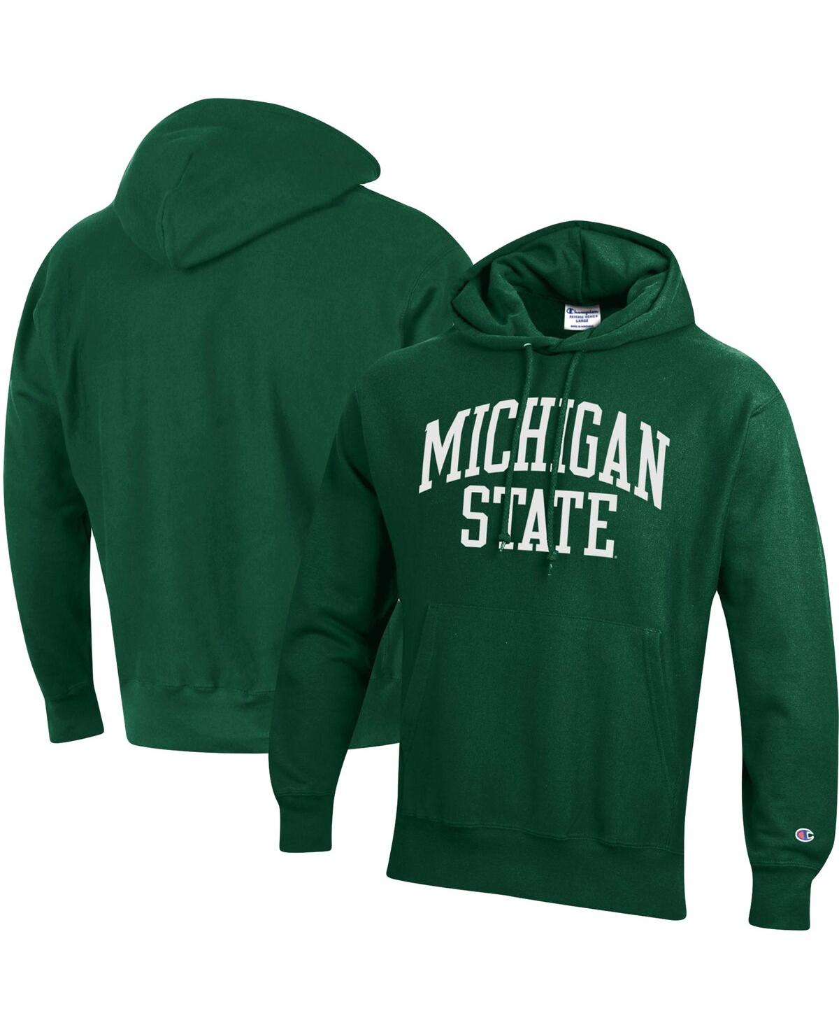 Shop Champion Men's  Green Michigan State Spartans Team Arch Reverse Weave Pullover Hoodie