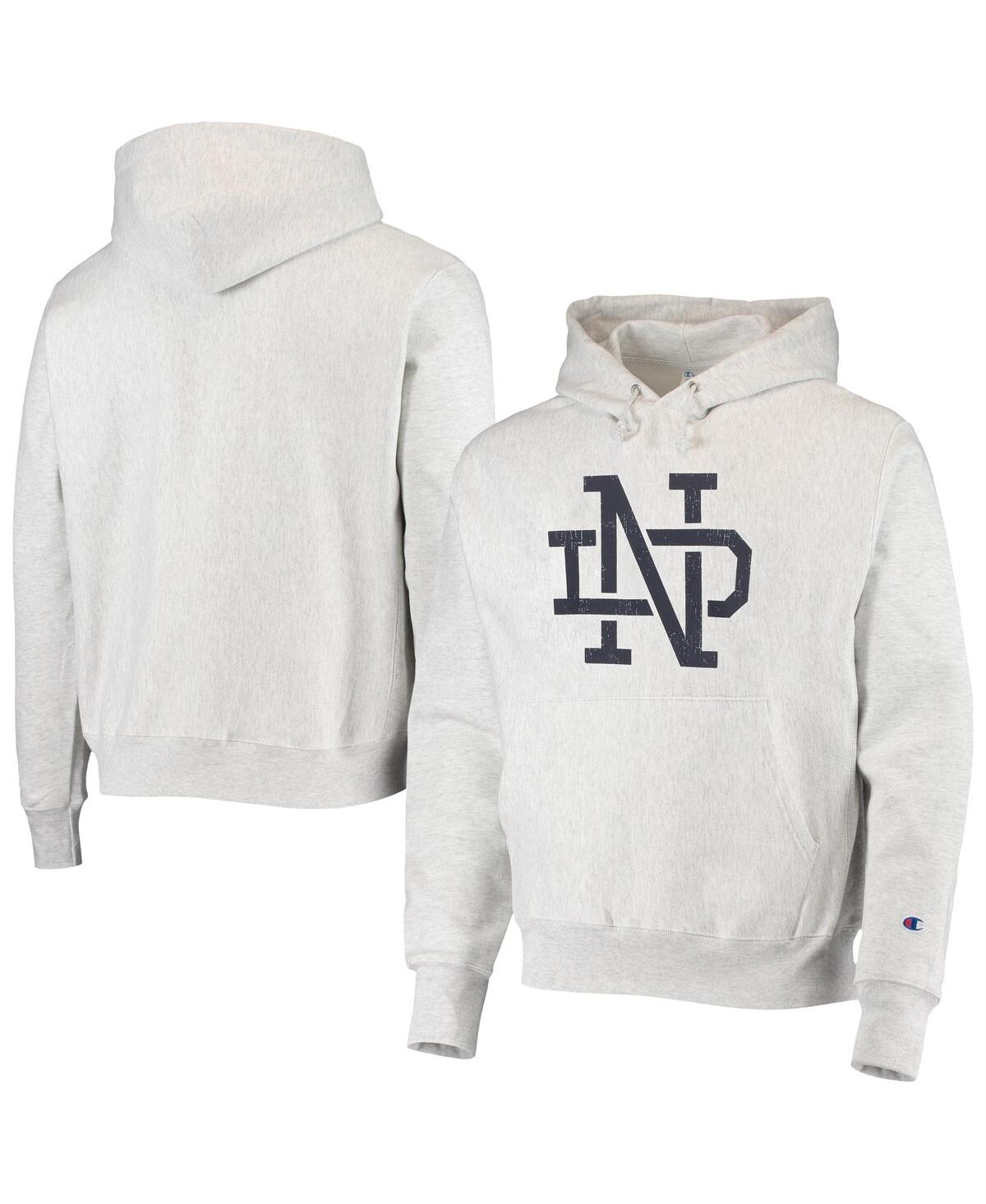 Champion Men's  Heathered Gray Notre Dame Fighting Irish Team Vault Logo Reverse Weave Pullover Hoodi