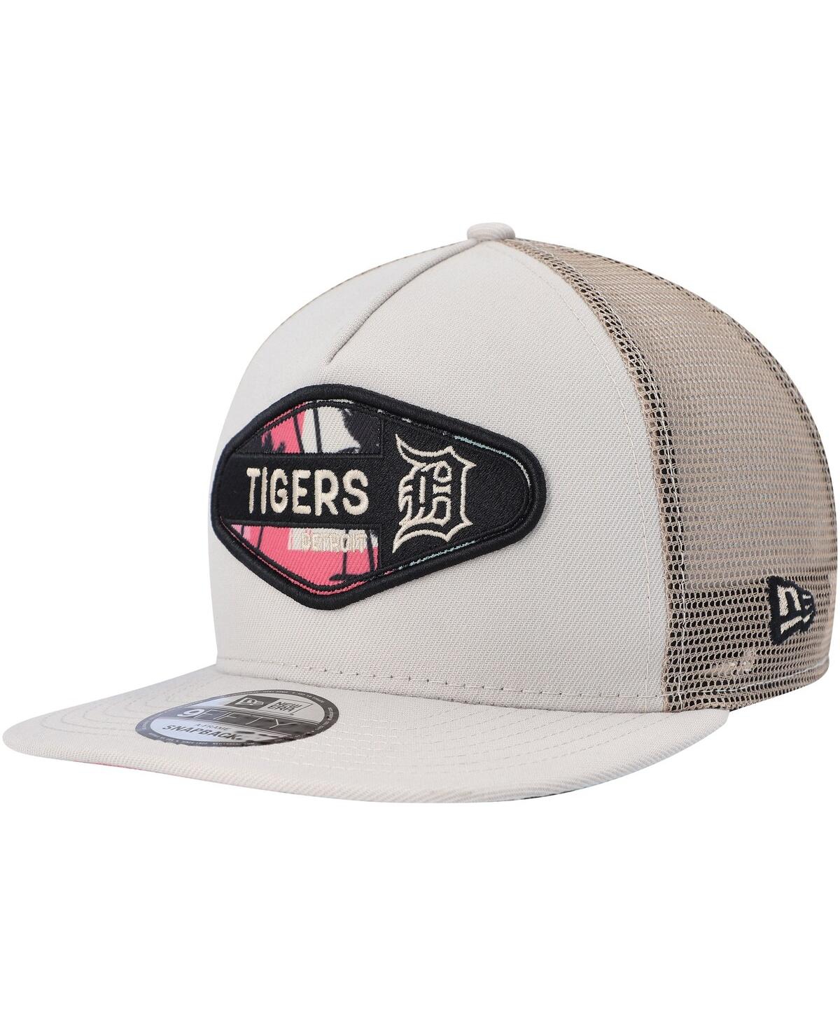 Shop New Era Men's  Natural Detroit Tigers Retro Beachin' Patch A-frame Trucker 9fifty Snapback Hat