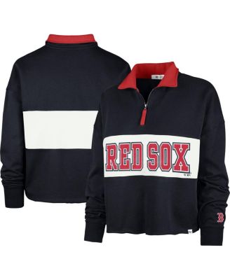 Women's Navy Boston Red Sox Remi Quarter-Zip Cropped Top