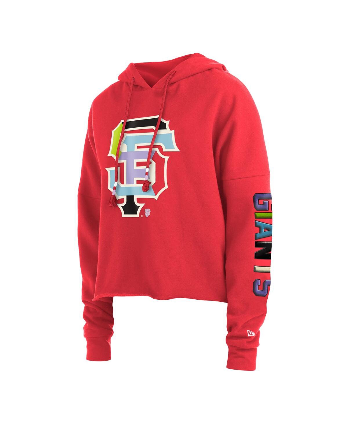 NEW ERA WOMEN'S NEW ERA RED SAN FRANCISCO GIANTS FASHION HIGH HIP PULLOVER HOODIE 