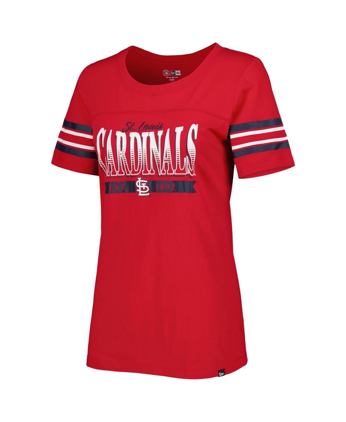 Shop New Era Women's  Red St. Louis Cardinals Team Stripe T-shirt