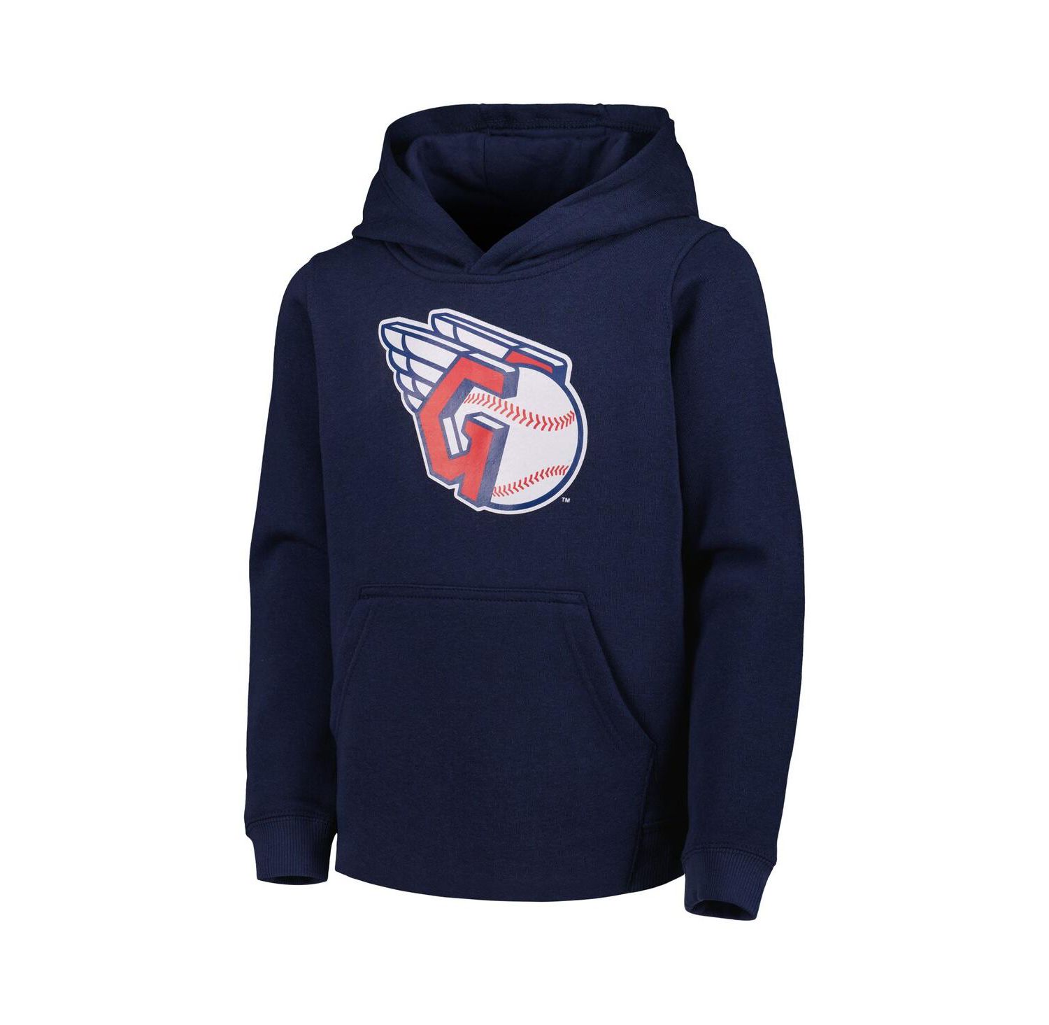 Big Boys and Girls Navy Cleveland Guardians Team Primary Logo Pullover Hoodie