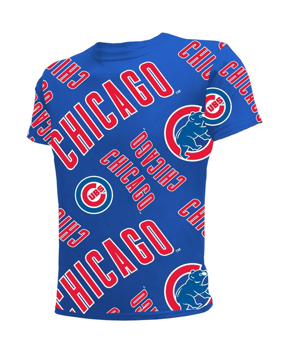 Shop Stitches Big Boys And Girls  Royal Chicago Cubs Allover Team T-shirt