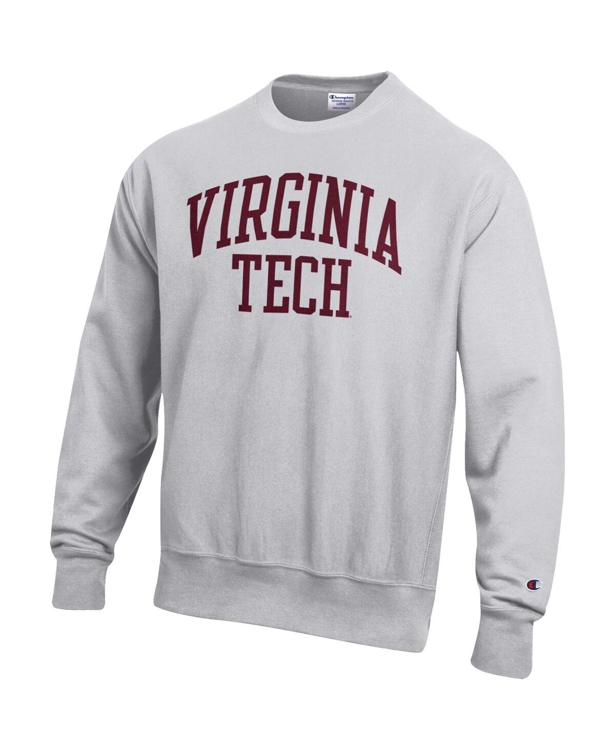 Shop Champion Men's  Heathered Gray Virginia Tech Hokies Arch Reverse Weave Pullover Sweatshirt