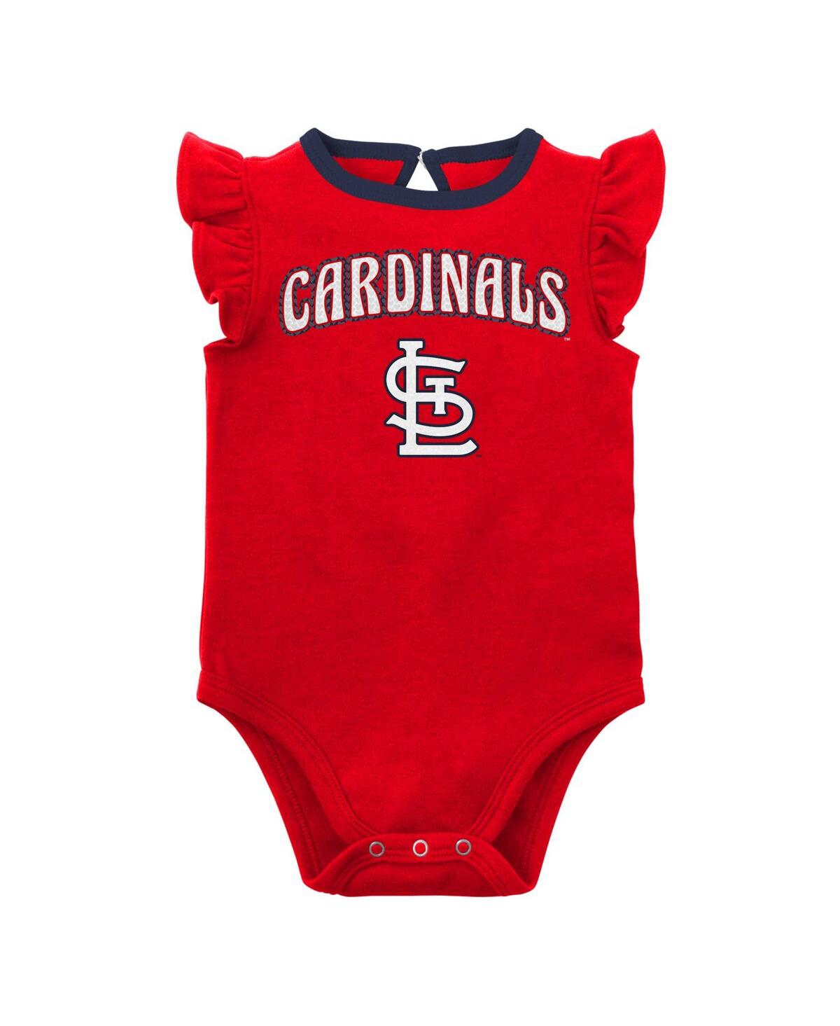Shop Outerstuff Infant Boys And Girls Red, Heather Gray St. Louis Cardinals Little Fan Two-pack Bodysuit Set In Red,heather Gray