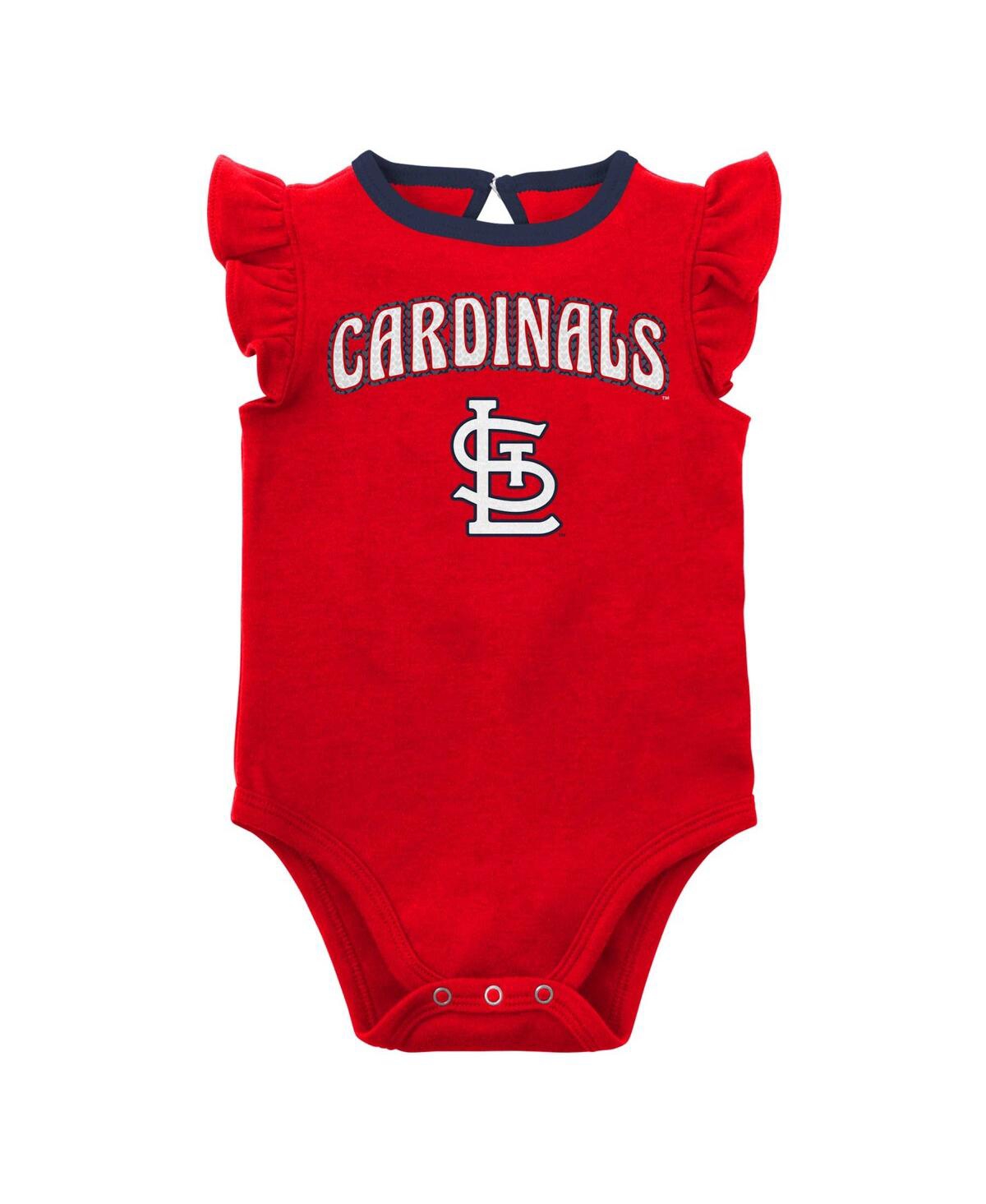 Outerstuff Newborn And Infant Boys And Girls Red, Heather Gray St. Louis Cardinals Little Fan Two-pack Bodysuit In Red,heather Gray