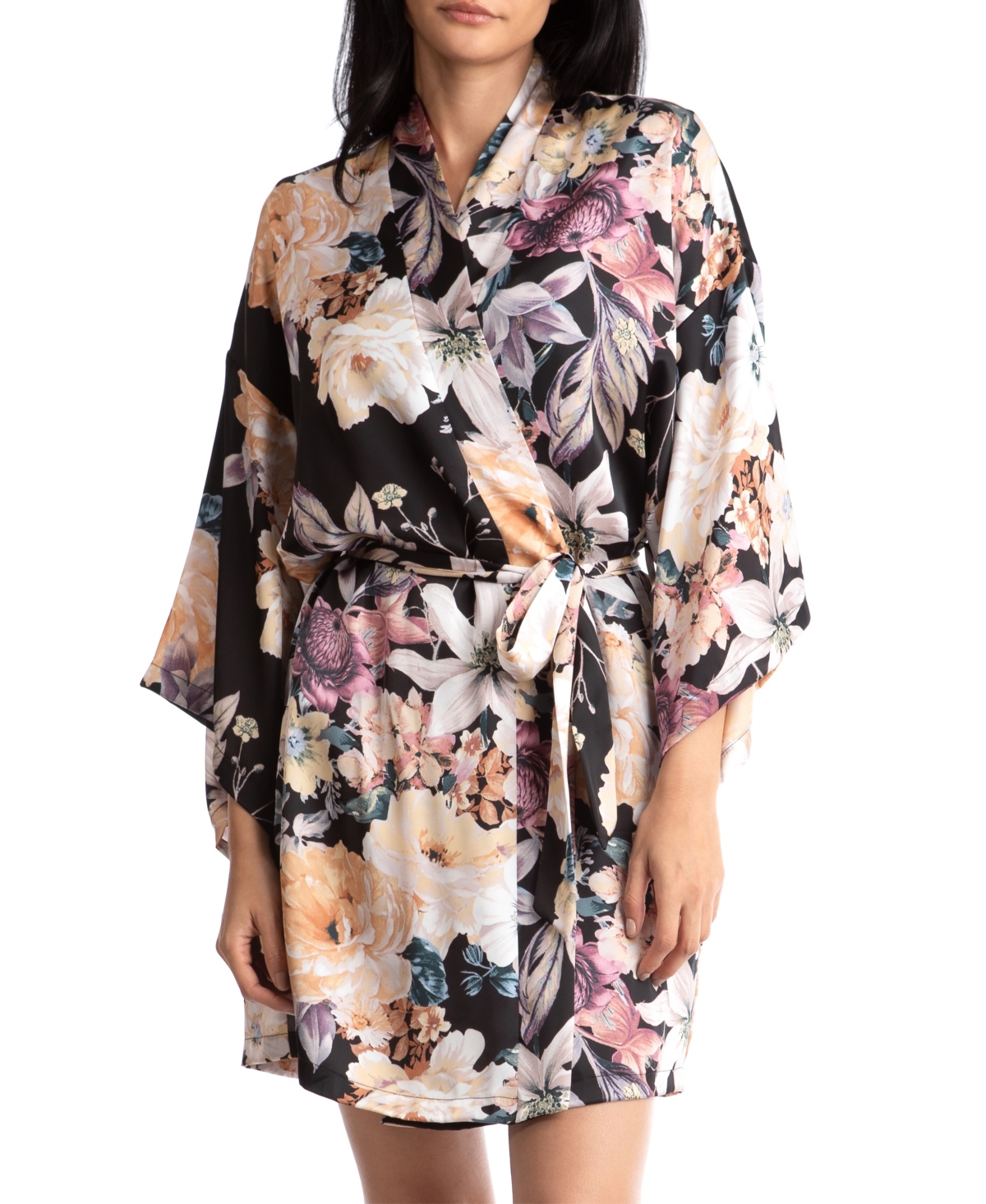 Shop Midnight Bakery Women's Floral Print Wrapper In Black