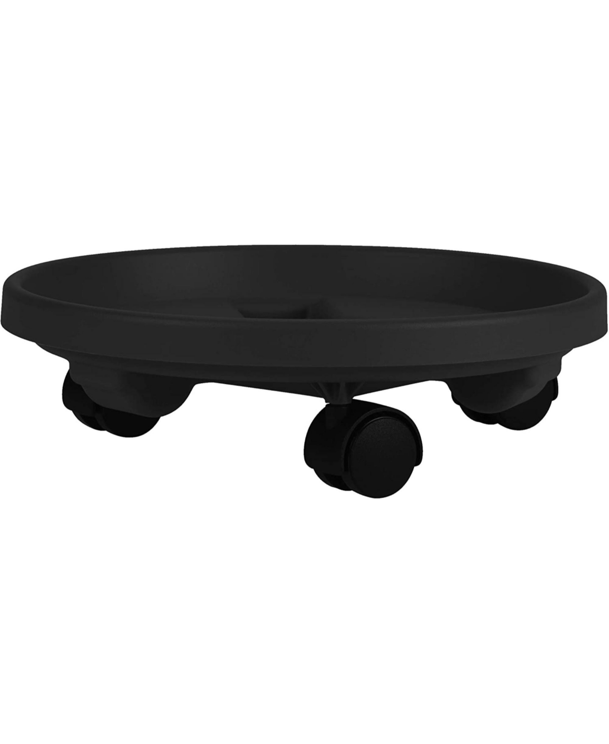 Plant Caddie With Saucer Tray and Wheels, Round, Black 14in - Black