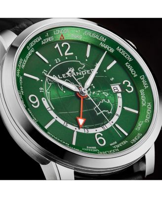 Men's Journeyman 2 Black Leather , Green Dial , 40mm Round Watch