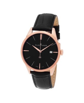 Men's Sophisticate Black Leather , Black Dial , 40mm Round Watch