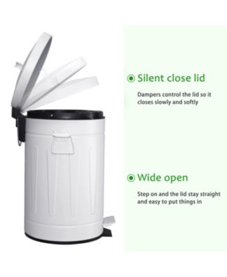 3.2 Gal./12-Liter and 0.8 Gal./3 Liter Old Time Style Round  White  Metal Step-on Trash Can Set
