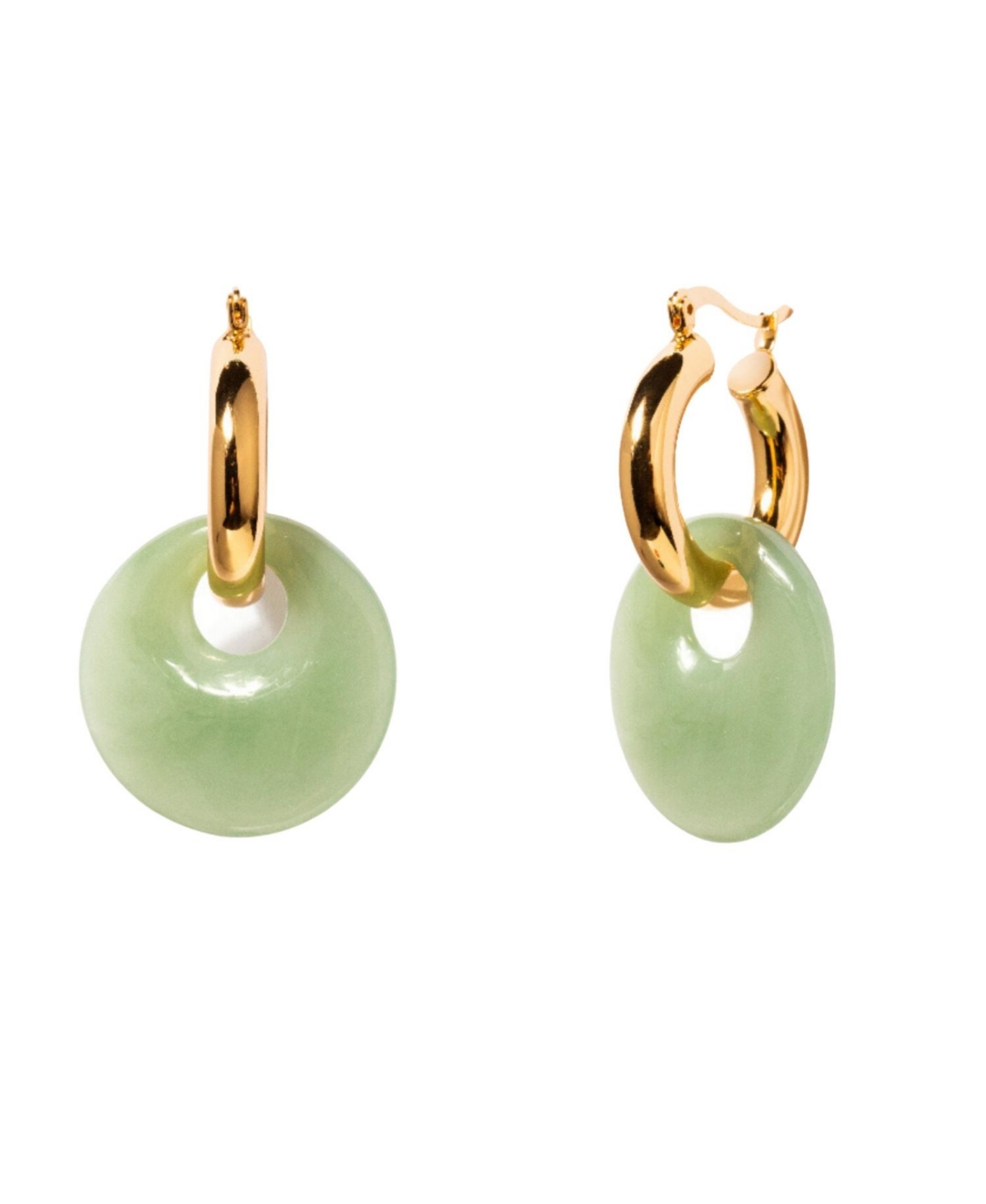 Little Sky Stone Women's Donut Charm Chunky Hoop Earrings In Jade