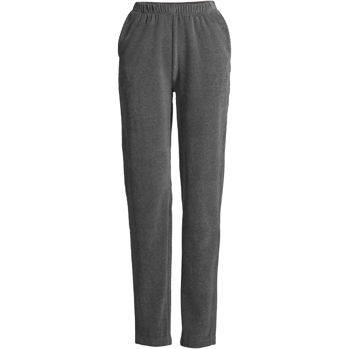 Petite Sport Knit High Rise Corduroy Elastic Waist Pants - Charcoal heather