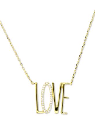 Macy's - Cubic Zirconia LOVE Pendant Necklace, 16" + 2" extender