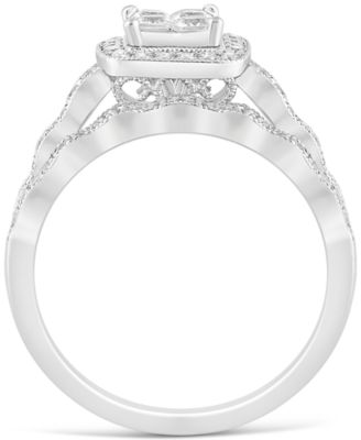 Diamond Princess Quad Cluster Bridal Set (5/8 ct. t.w.) in 14k White Gold