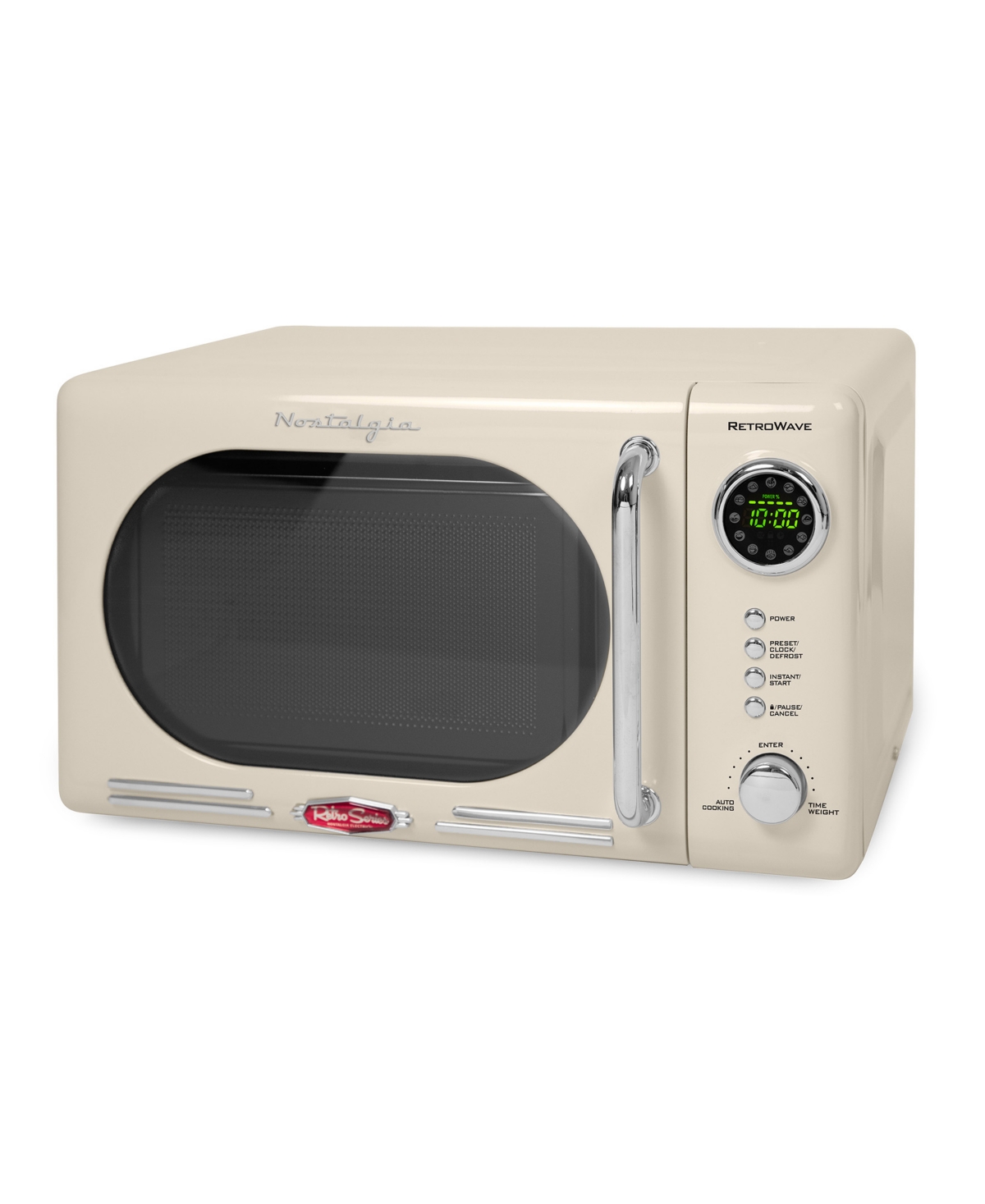 Nostalgia Retro 0.7 Cubic Foot 700 Watt Countertop Microwave Oven In Ivory