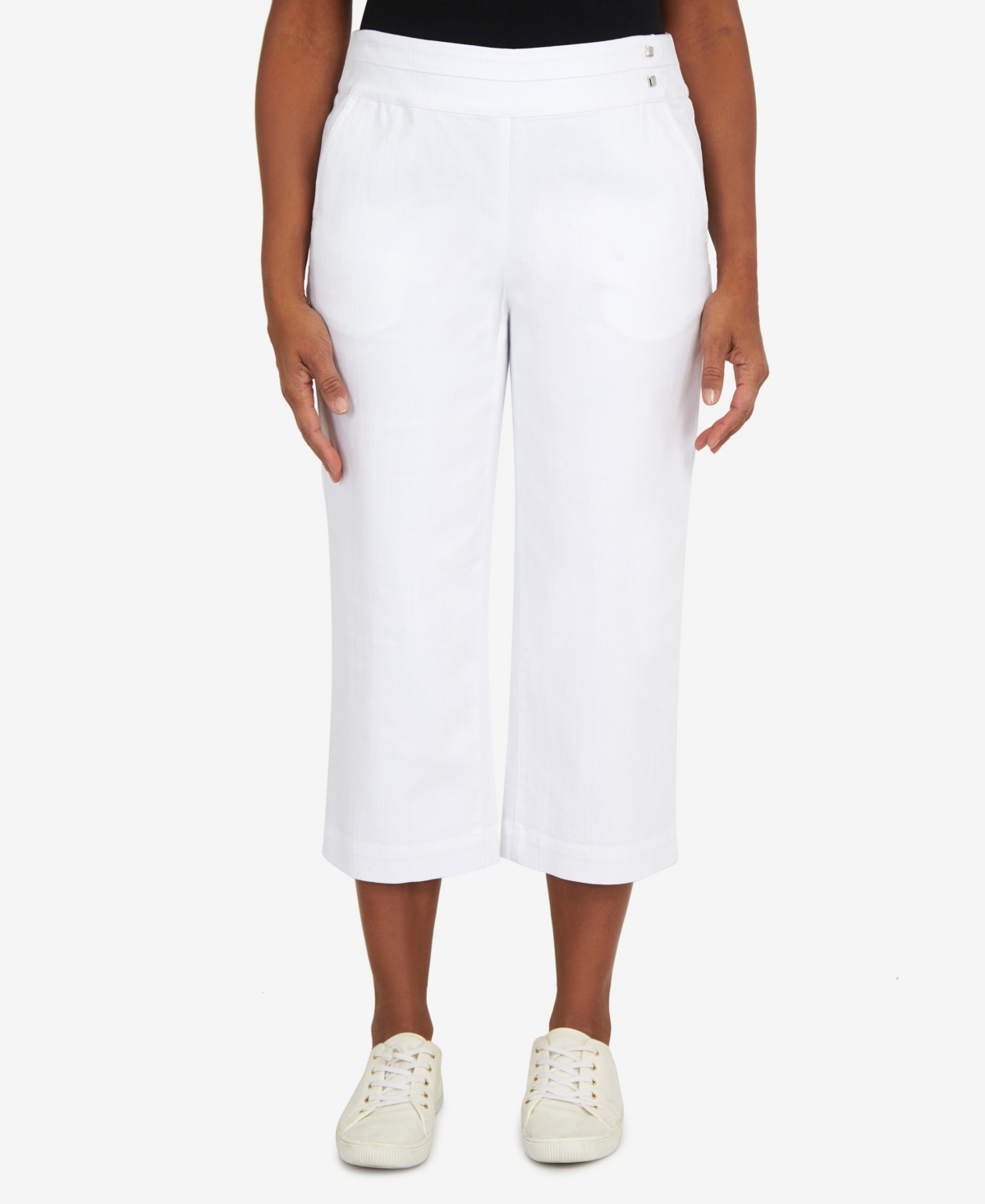 Alfred Dunner Plus Size Banded Denim Capri Pants In White
