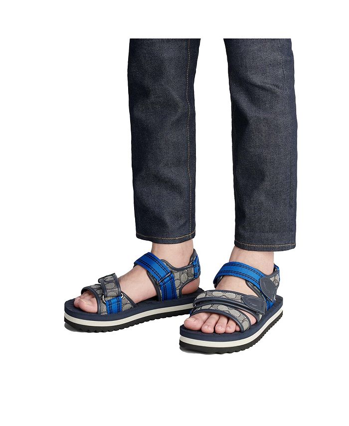 COACH Men's Signature Jacquard Leather Sport Sandals & Reviews All