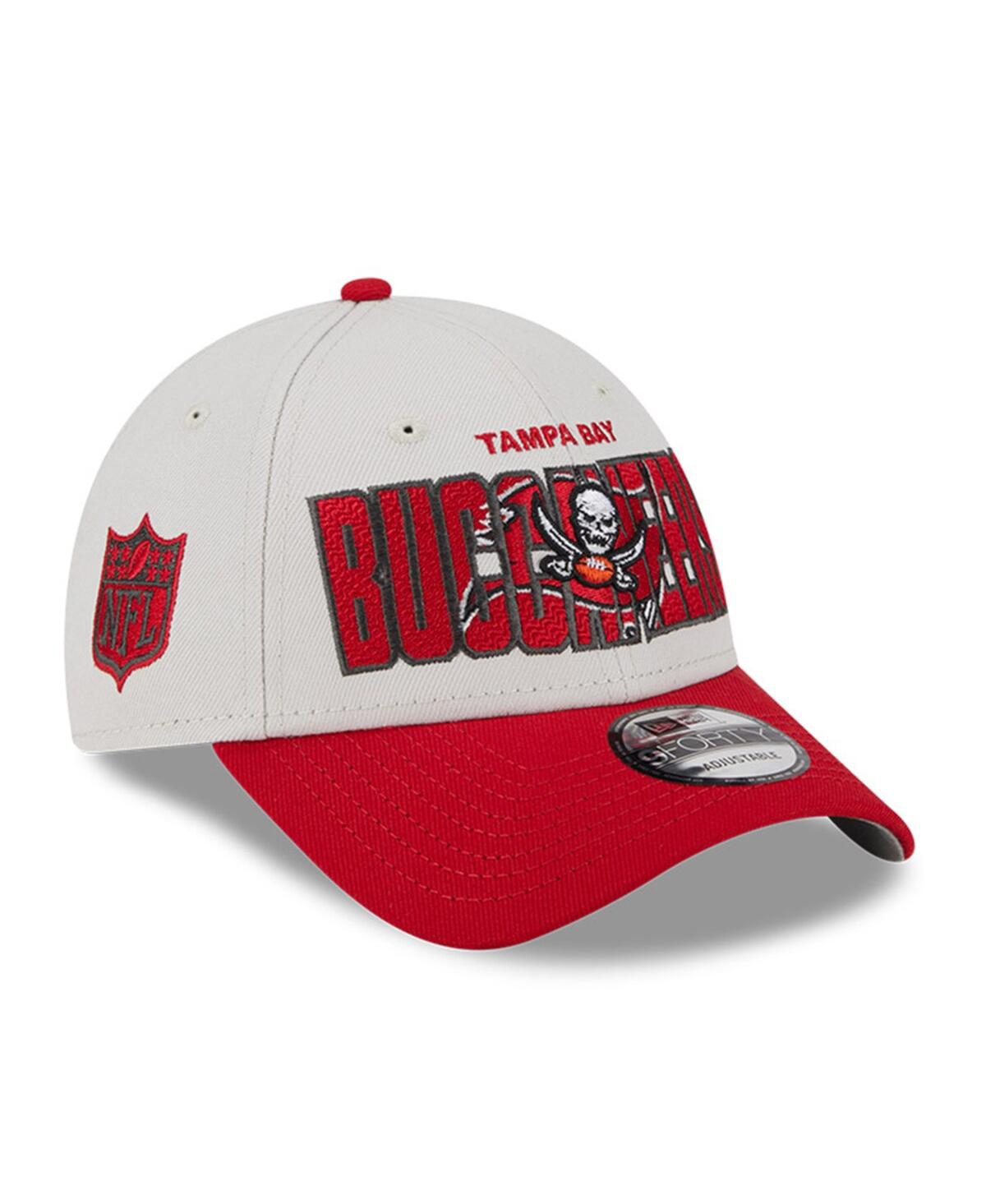 New Era Men's  Stone, Red Tampa Bay Buccaneers 2023 Nfl Draft 9forty Adjustable Hat In Stone,red