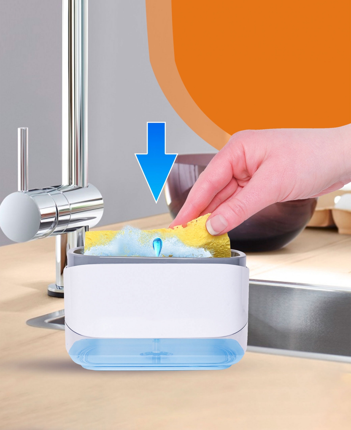 Cheer Collection Soap Dispensing Sponge Holder In White