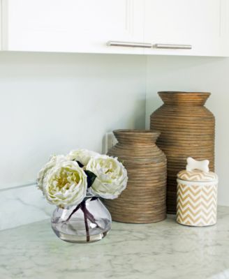 Fancy White Rose Arrangement with Vase