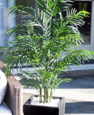 4.5' Areca Palm UV-Resistant Indoor/Outdoor Artificial Tree in Black-Washed Planter 