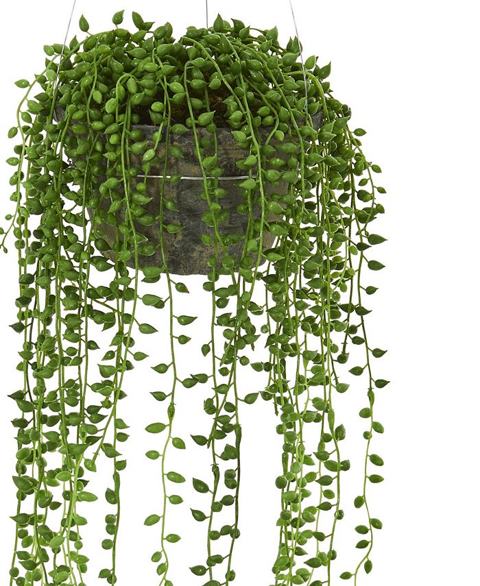 Nearly Natural String of Pearl Artificial Plant Hanging Basket Macy's