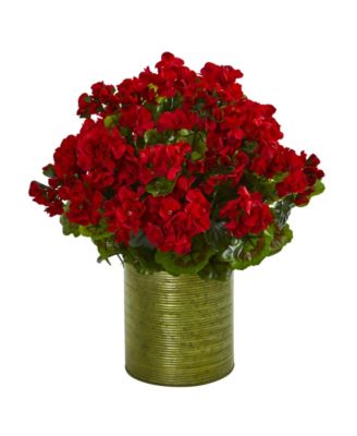 Geranium Artificial Plant in Metal Planter UV Resistant - Indoor/Outdoor