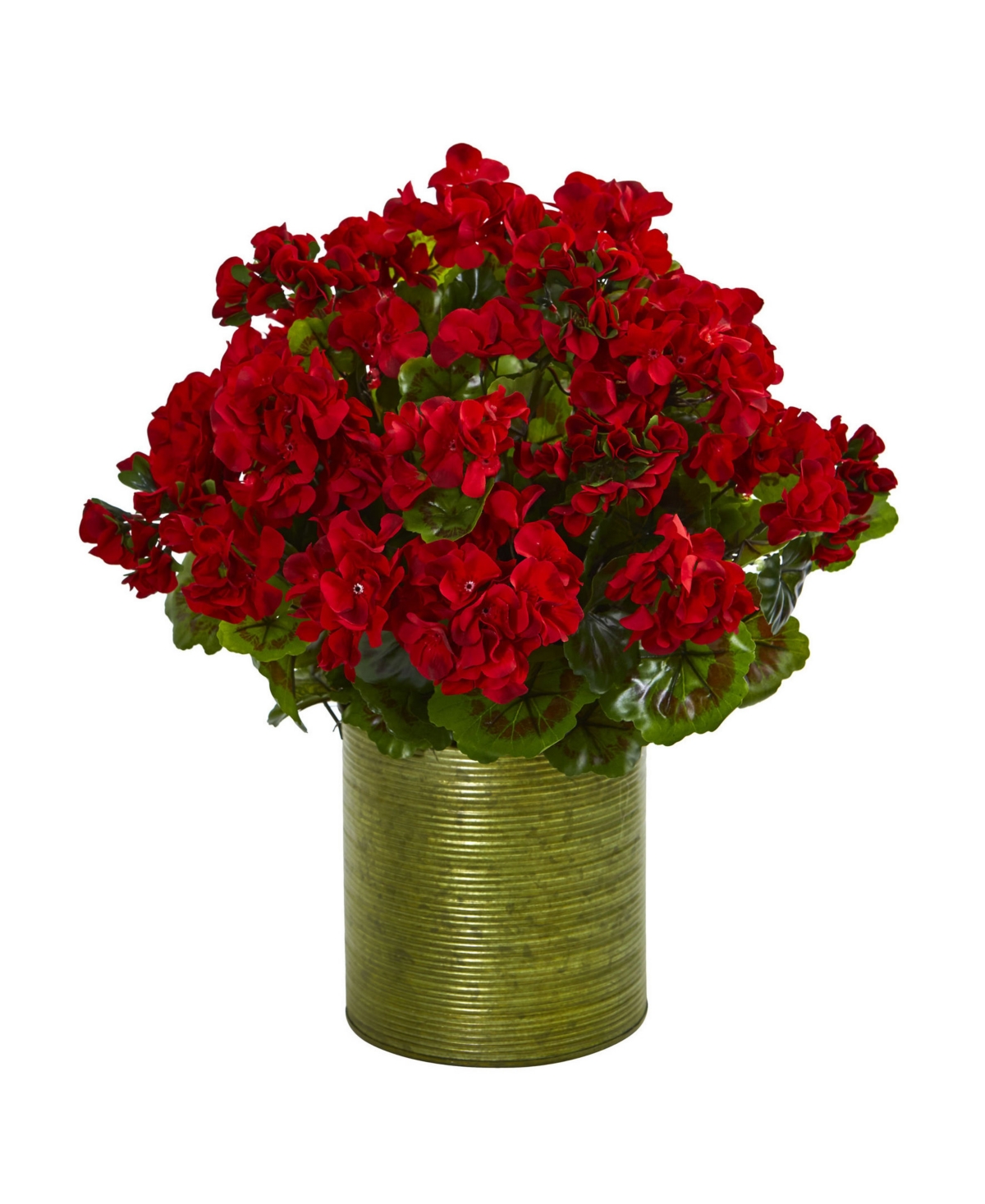 Nearly Natural Geranium Artificial Plant in Metal Planter Uv Resistant - Indoor/Outdoor