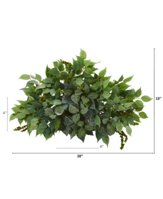 20in. Mixed Ficus and Fittonia Artificial Ledge Plant